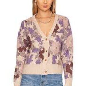ASTR the Label Rosette Cardigan in Purple & Mauve Sweater Size L NWOT